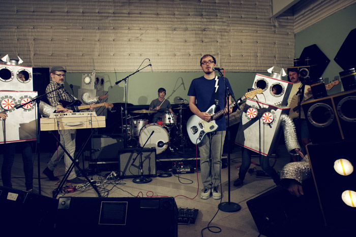 Kyle Andrews with robots