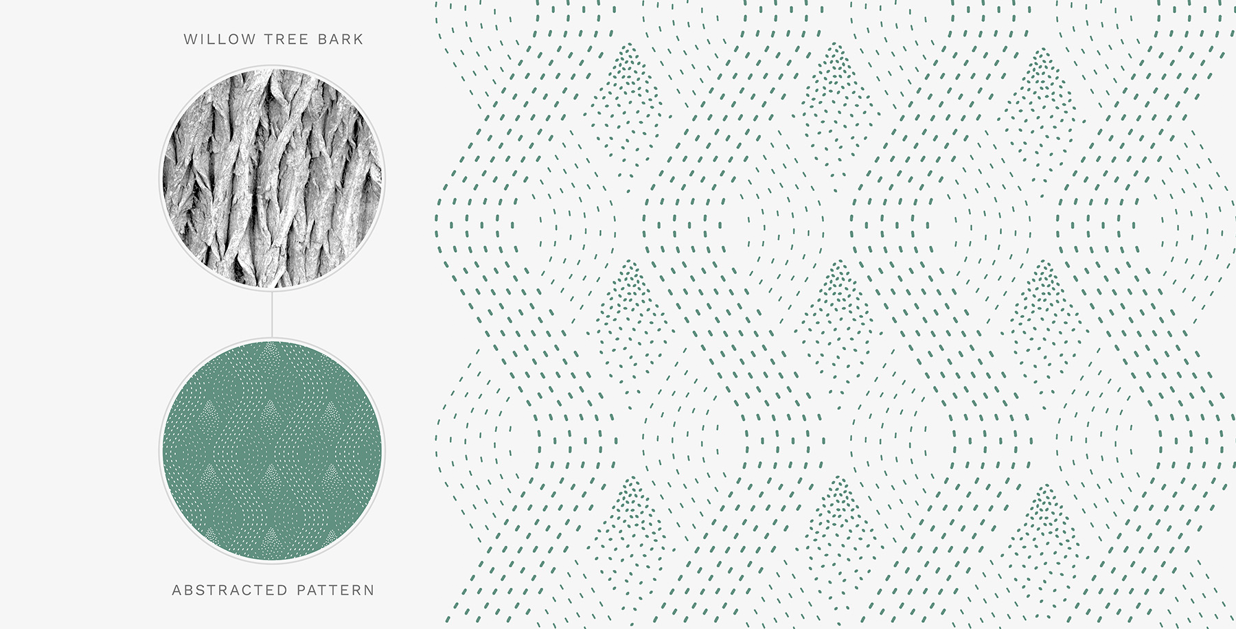 Willow tree bark beside the pattern abstracted from it